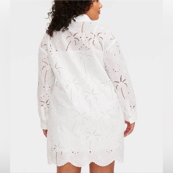 NWT ROLLER RABBIT x TARGET WHITE EYELET PALM TREE SHIRT/DRESS/COVER UP- SIZE XXL - Picture 3 of 6